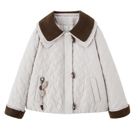 丁摩 时尚撞色大牛角扣加厚秋冬新款新款洋气5ZF-9970 商品图4