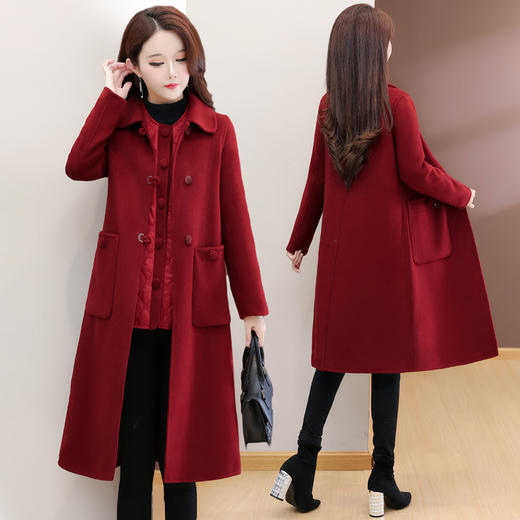 QYM 7258036-Y两件套双面毛呢大衣内胆可拆保暖呢子外套 商品图2