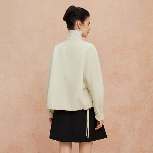 QH905斯尔丽25新款含山羊绒宽松版时尚减龄经典小立领双面呢羊毛大衣 商品图7