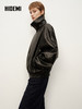 HIDEMI 进口西班牙胎羊皮极简立领短款夹克外套正反两穿廓形皮衣 商品缩略图6