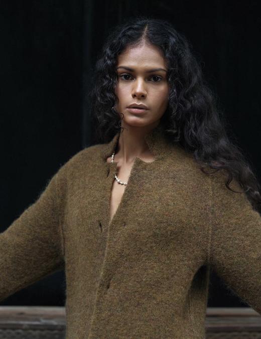 JAI 25AW 紫式部/朽叶落/红枫色羊驼毛针织邮递员外套 商品图7