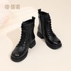 信诺真皮妈妈靴女英伦风马丁靴复古短靴2025冬季新款加绒保暖皮鞋5M317-18D 商品缩略图5