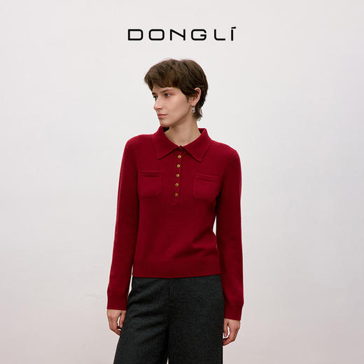 东黎 • 你本珍贵 山羊绒女士秋季翻领套衫 5379 商品图2