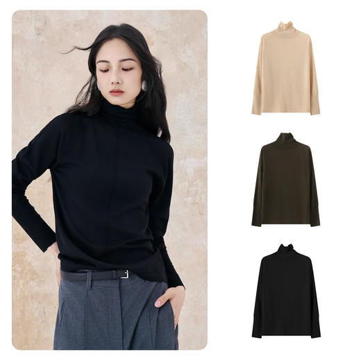 【市野织间】女士高领薄款套衫 牦牛绒与绵羊毛混纺 商品图0