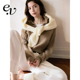 Even Vintage | 羊毛羊绒混纺 软糯温柔v领连帽套头针织毛衫