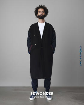 Wonder几合系列-羊毛長外套-海军蓝 Long Coat