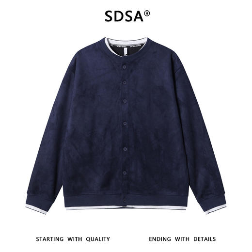 WT271SDSA秋冬新款痞帅男装休闲简约拼接撞色纽扣开衫假两件卫衣百搭 商品图1