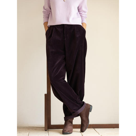 牧衣游原创 净色32支棉绒裤子新款保暖宽松显瘦百搭休闲裤 冬日里 商品图2