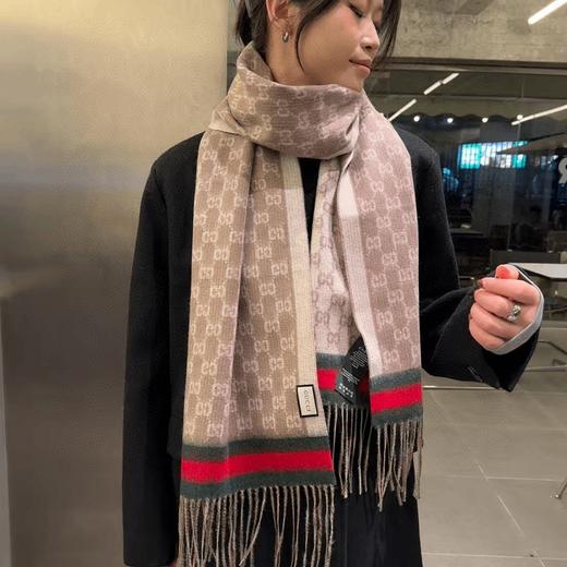 【礼盒礼袋】GUCCI古驰 双面小标GG图案 羊绒围巾 男女同款 商品图7