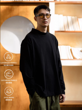 GYOZA PASTA/GP25AW-C051/纯棉半高领长袖T恤卫衣打底衫270g