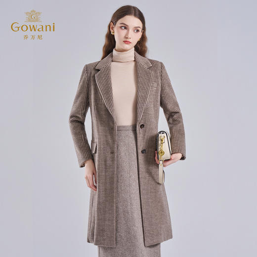 乔万尼绵羊毛经典通勤职场格纹英伦风毛呢外套大衣EF4A195 商品图1