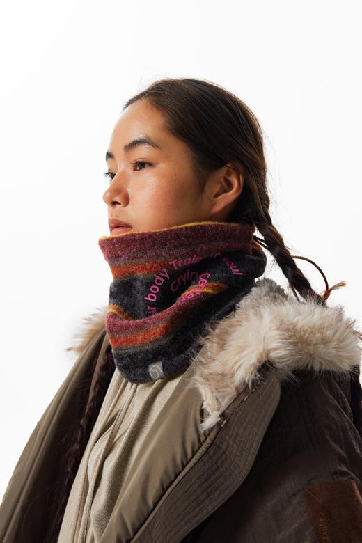 CryingCenter 漩涡条纹抓绒针织户外徒步秋冬保暖围脖护脸帽子 商品图4