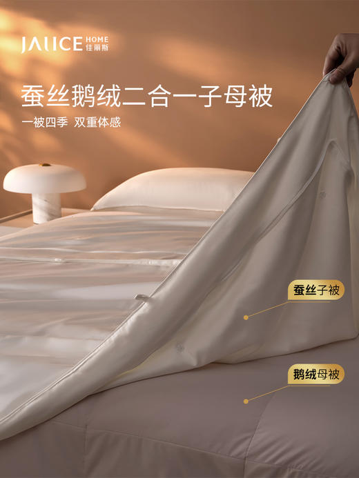 佳丽斯蚕丝羽绒子母被二合一拉链款冬被95白鹅绒被子被芯四季通用 商品图1