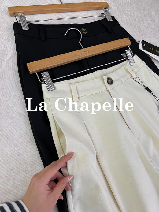 拉夏贝尔/La Chapelle高腰一粒扣九分休闲裤女士显瘦百搭直筒裤 商品图8