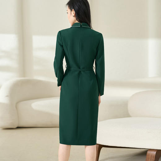 知性通勤气质墨绿色修身西装连衣裙5X23CL0905 商品图4