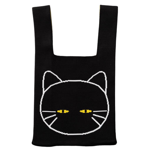 可爱小巧针织手机两用包斜挎包手拎包 黑猫小肥啾 商品图6