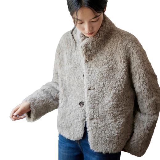 丁摩 全羊毛立领羊羔毛皮毛一体皮草外套 2502 商品图4