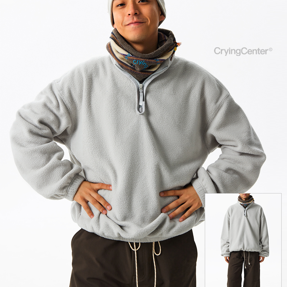 CryingCenter立领摇粒绒宽松户外重磅抓绒套头卫衣男女款哭喊中心