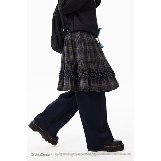 CryingCenter 格纹花边分割半身裙 哭喊中心 商品图0