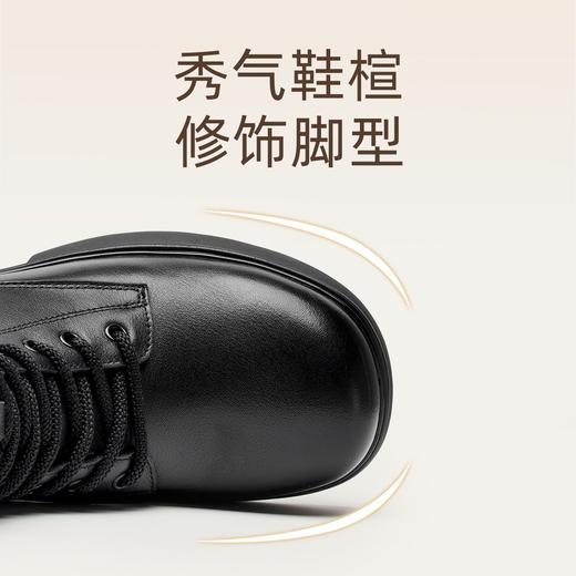 信诺真皮妈妈靴女英伦风马丁靴复古短靴2025冬季新款加绒保暖皮鞋5M317-18D 商品图2