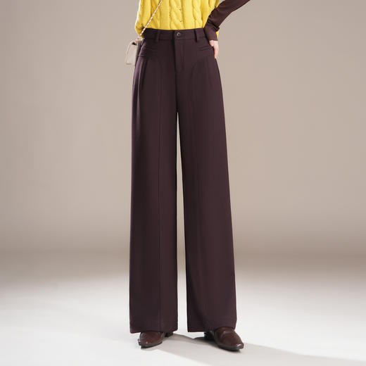 百媚生 醋酸羊毛阔腿裤女窄版高腰显瘦垂顺休闲裤2150 商品图1