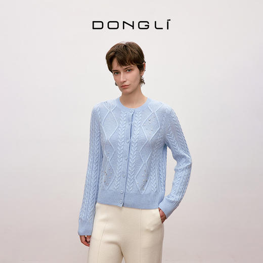 东黎 • 你本珍贵 山羊绒女士秋季圆领加珍珠钻开衫 5421 商品图5