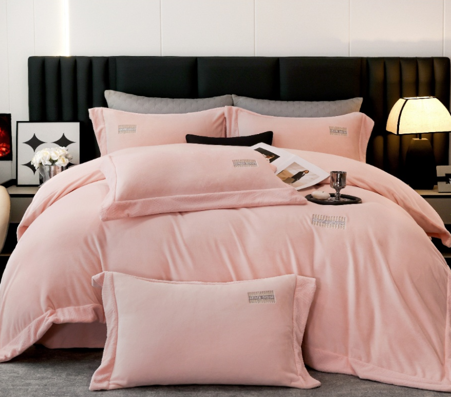 甄选冬季加厚保暖轻奢刺绣艾伦牛奶绒床上用品四件套G117800036