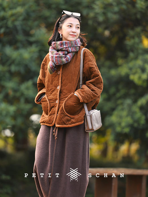 PETIT SCHAN小闪 CLO#949 Garden Room 花房 纯棉灯芯绒3M黑科技花朵绗缝棉服外套 商品图2