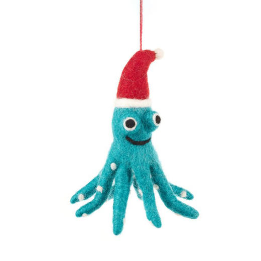 北京仓｜Felt So Good-Christmas Octopus-圣诞章鱼 毛毡 挂件［英国设计师］ 商品图1