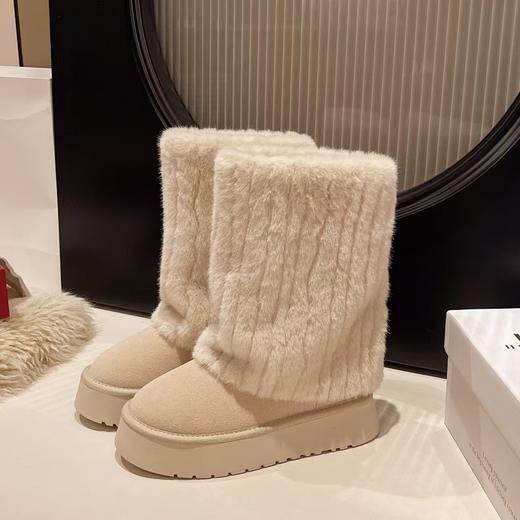 2025秋冬牛皮新款雪地靴厚底圆头毛毛裤脚靴矮子乐休闲百搭女雪地靴 商品图7