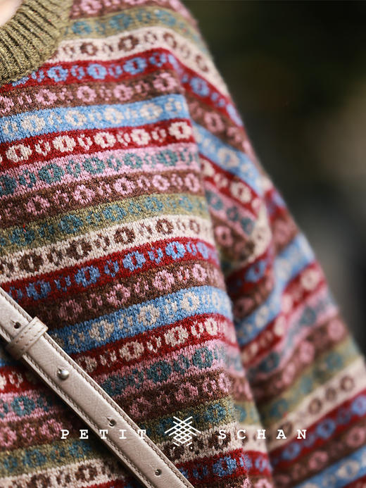 PETIT SCHAN小闪 CLO#948 Bonfire on a Snowy Night 雪夜篝火 羊毛复古提花费尔岛毛衣 商品图4