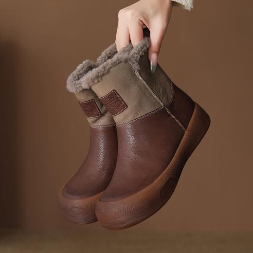 FR 85802头层牛皮雪地靴保暖防滑不累脚复古短靴 商品图2