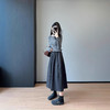 高雅赫本风！2025格蕾系黑灰设计遮跨气质羊毛呢高腰花苞半裙女款！ 商品缩略图1