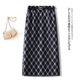 百媚生 高腰通勤毛呢包臀裙半身裙62036