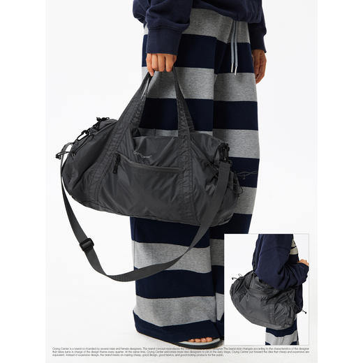 CryingCenter轻量户外耐磨尼龙格纹运动斜挎包手提包可收纳中号 商品图2