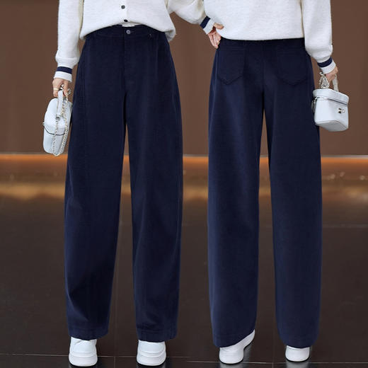 YM 6625-75灯芯绒加绒保暖阔腿休闲裤气质优雅高腰显瘦镰刀裤 商品图2