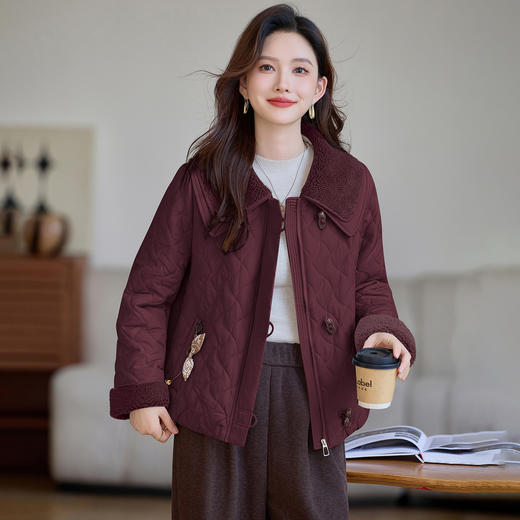 丁摩 时尚撞色大牛角扣加厚秋冬新款新款洋气5ZF-9970 商品图2