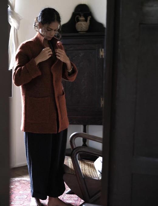 JAI 25AW 紫式部/朽叶落/红枫色羊驼毛针织邮递员外套 商品图10