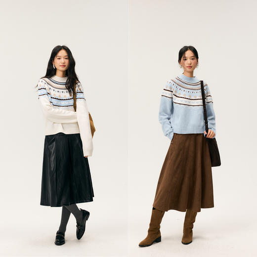 HeyDress费尔岛提花羊毛毛衣 商品图1