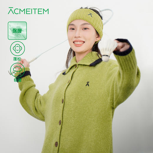 【十一破价福利】ACMEITEM爱棵米 户外女士开襟毛衣柔软宽松翻领毛衫上衣女款GAF2300206G 商品图0