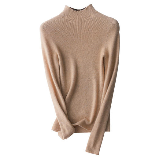 丁摩 羊绒衫女100%纯山羊绒衫女半高领秋冬款一线成衣针织打底毛衣5ZF-805 商品图4