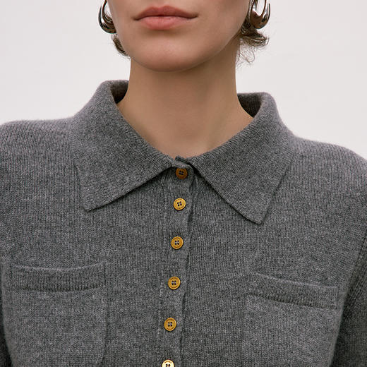 东黎 • 你本珍贵 山羊绒女士秋季翻领套衫 5379 商品图5