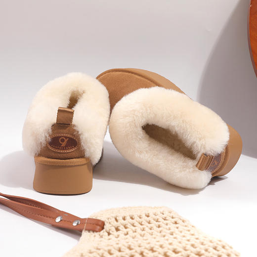 雀说 真皮羊毛一体防水桑坡雪地靴厚底短靴5998 商品图3