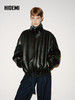 HIDEMI 进口西班牙胎羊皮极简立领短款夹克外套正反两穿廓形皮衣 商品缩略图2