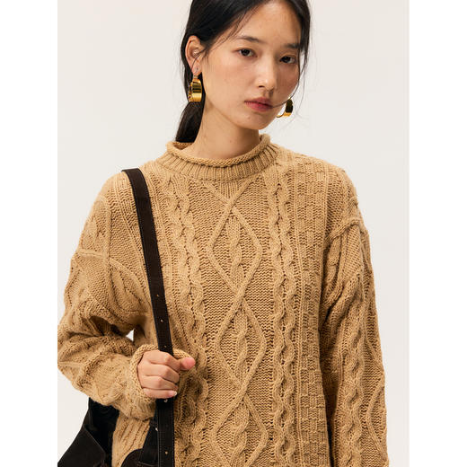 HeyDress麻花宽松复古羊毛毛衣 商品图2