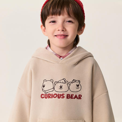 【奥利绒】马克珍妮男童可爱熊耳朵双面暖绒卫衣2025年冬装新款551371 商品图3