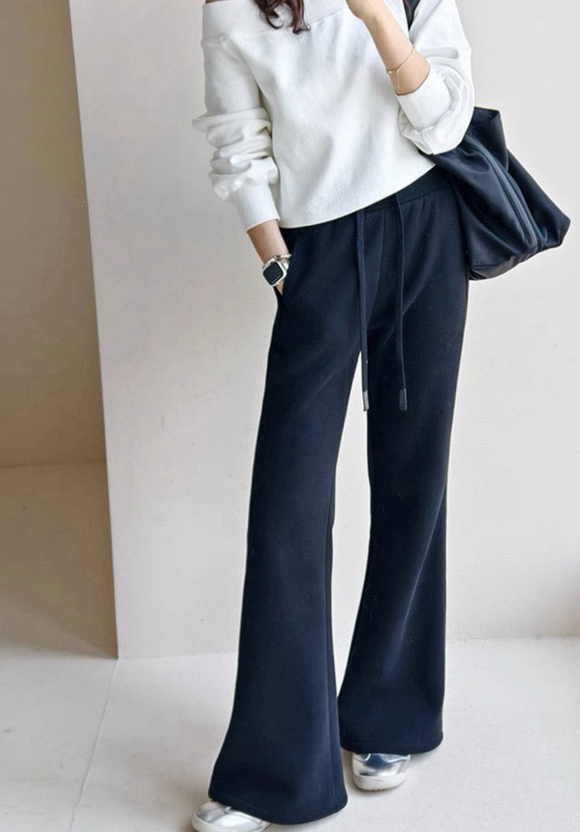 113-4 微喇毛呢抽绳运动裤