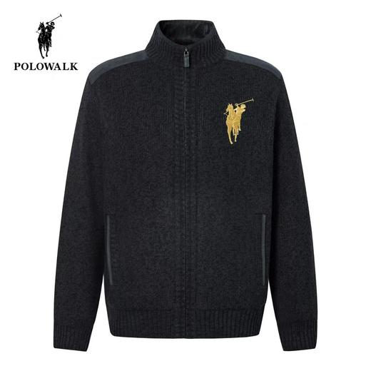 XY/POLOWALK半高领加绒针织拉链开衫秋冬季时尚外套男装 AD1W44230103  军绿色 商品图3