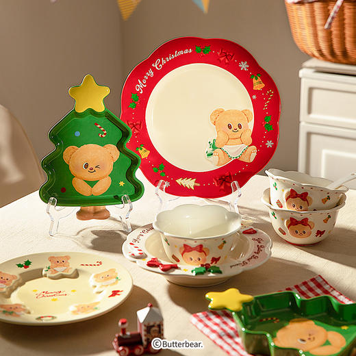 摩登主妇&黄油小熊】釉下彩圣诞餐具2025新款高颜值可爱碗盘碟 商品图4