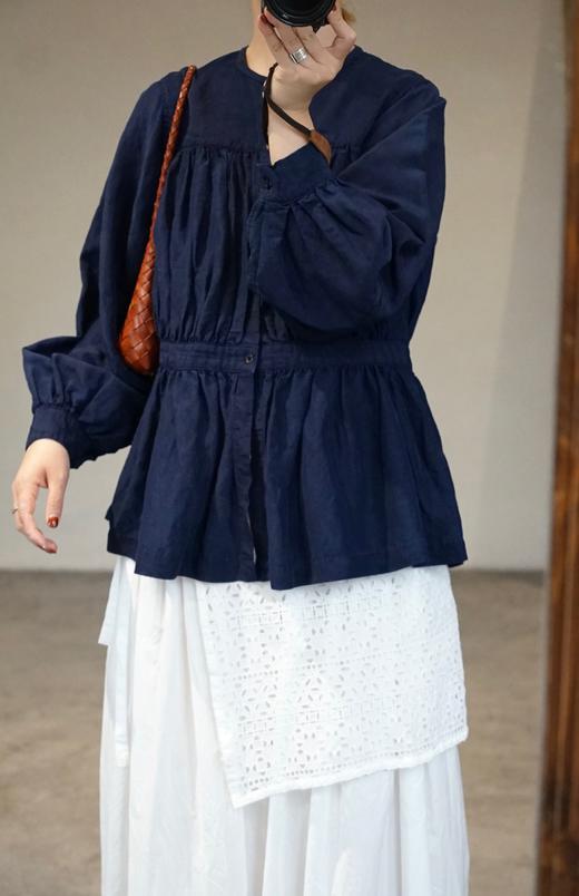 outil 苎麻混纺手工染褶皱收腰衬衫 商品图2